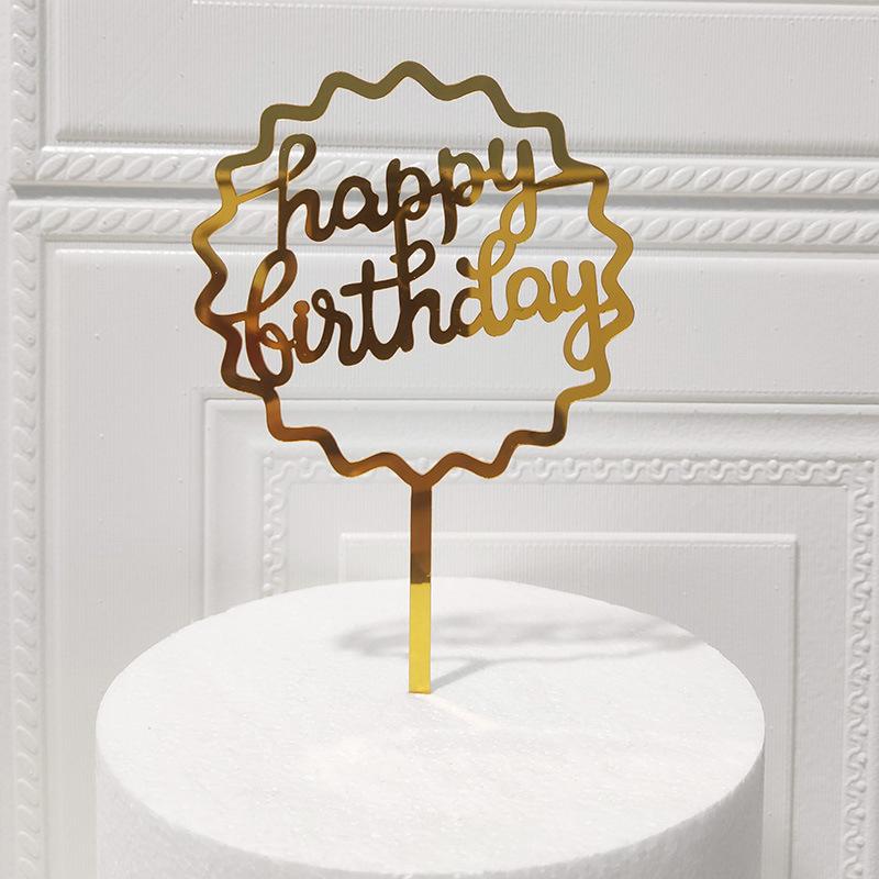 1Pcs Gold Acrylic Letter Happy Birthday Cake Party Supplies Decoration