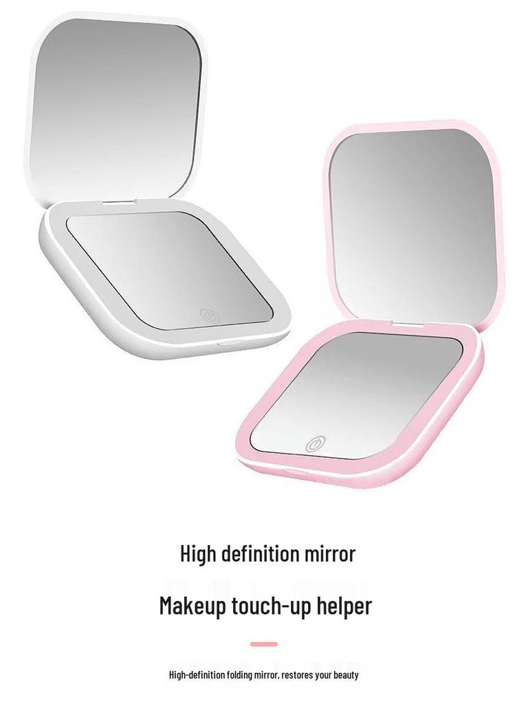 Portable LED Lighted Makeup Mirror - Travel-Friendly, Handheld, Folding Beauty Mirror for Touch-Ups