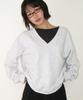 RONRON Rrac V Neck Over Fit Sweatshirt White Melange