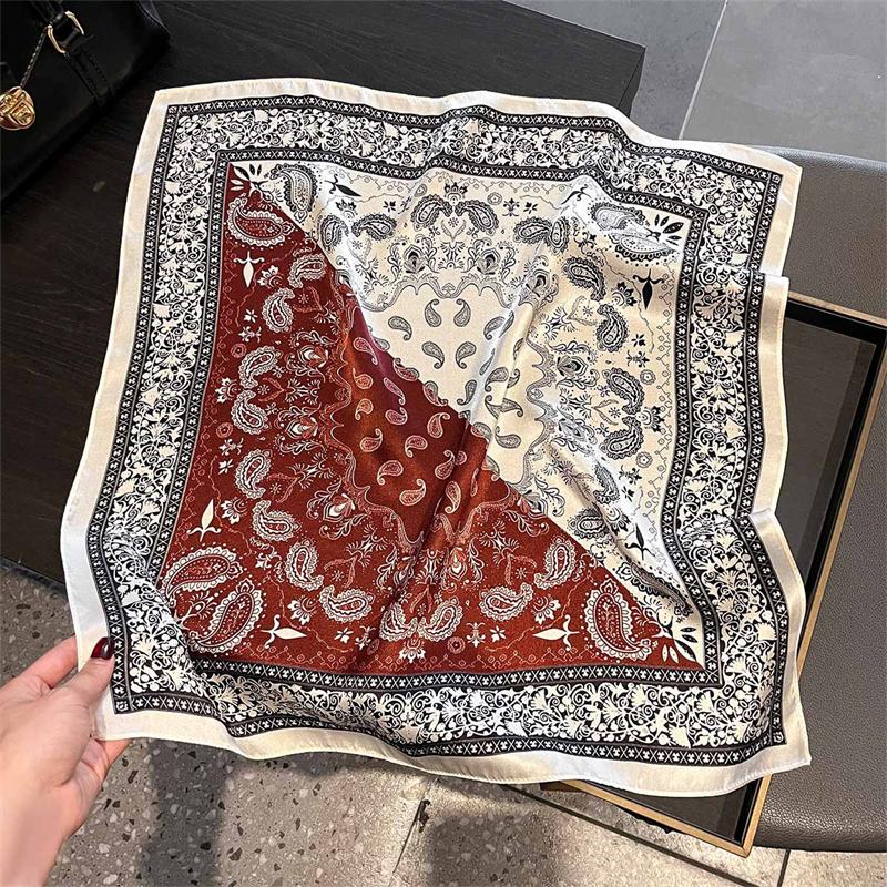 Luxury Shawl  100% Real Silk Square Scarf Women Designer Floral Print Neckerchief Female Hijab Bandana Headband