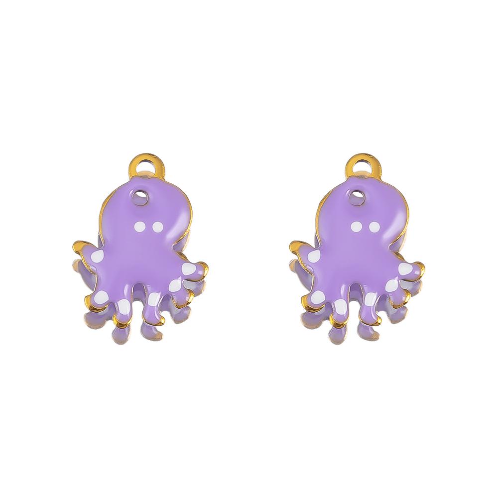 2pcs Stainless Steel 304 Multi-Design Enamel Pendant Lavender Purple Series For DIY Necklace Earrings Jewelry Findings Accessory