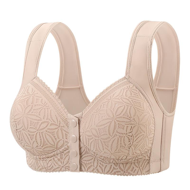 Plus Size Bra Women Front Closure Fixed Cup Thin Wireless Push Up Tank Top Bra Shaping Supportive Comfortable Full Coverage Underwear