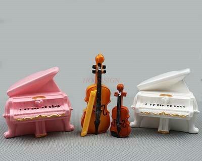 Simulated Mini Cello Violin Piano Musical Instrument Model Doll Cartoon Micro Landscape Cake Ornament