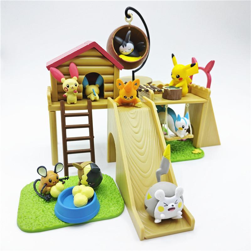 

Cute Pikachu Forest Sports Playground Miniature Scene Blind Box Pvc Anime Toy