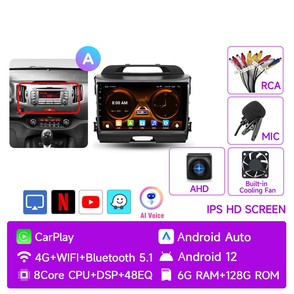 JIUYIN AI Voice 2 Din Android Auto Radio For KIA Sportage 3 2010-2016 Carplay 4G Car Multimedia GPS 2din Autoradio