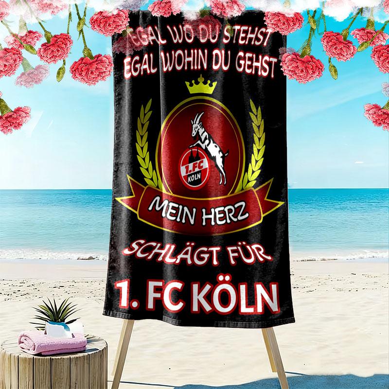 1. Poster FC Köln Stampa Asciugamano da Spiaggia, Asciugamano Grande Morbido Asciugatura Rapida per Spiaggia Campeggio Nuoto