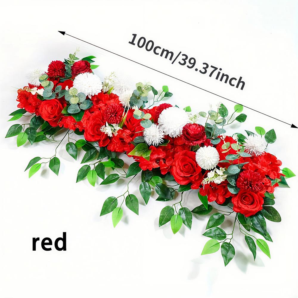 100 cm di lusso rosa bianca fiore artificiale fila centrotavola matrimonio fiori sfondo muro archi decorazione festa palco floreale