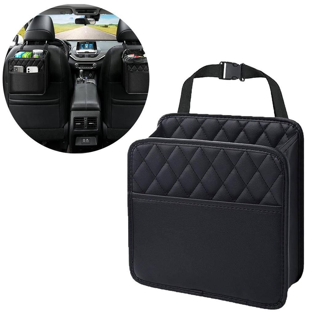 Car Seat Organizer Backrest PU Leather Waterproof Universal Fit Hanging Storage Bag Multi Pocket Kick Mat Travel Accessories