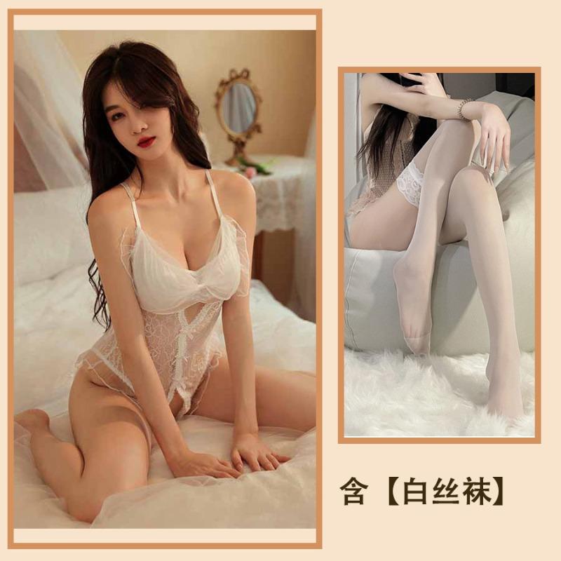 New sexy women's pajamas lace free suspenders bow onesie pure desire style hot suit