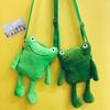 Süße grüne Frosch Plüsch Umhängetasche für Damen Cartoon-Figur Crossbody Tasche mit Reißverschluss