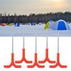 5 Pcs Ice Fishing Tent Pegs, Red Winter Anchors for Camping Shelter, 7.3 Inch Iron Screw Stakes with ABS Handle - High Visibility Ground Nail