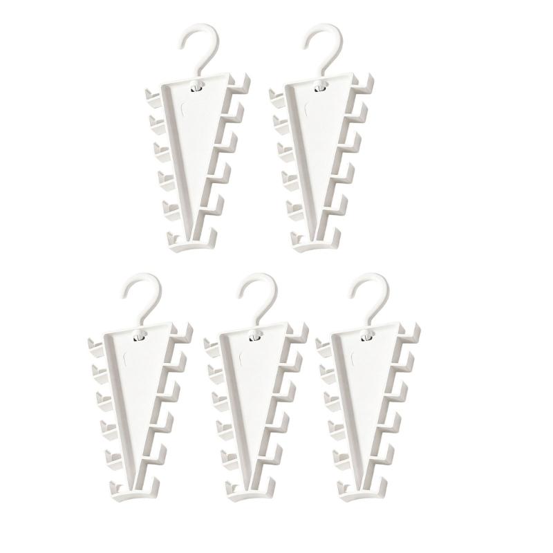 White Plastic Angled Hanger Holder for Closet Storage, Double Sided Rack for Scarves Belts and Daily Closet Rod Use