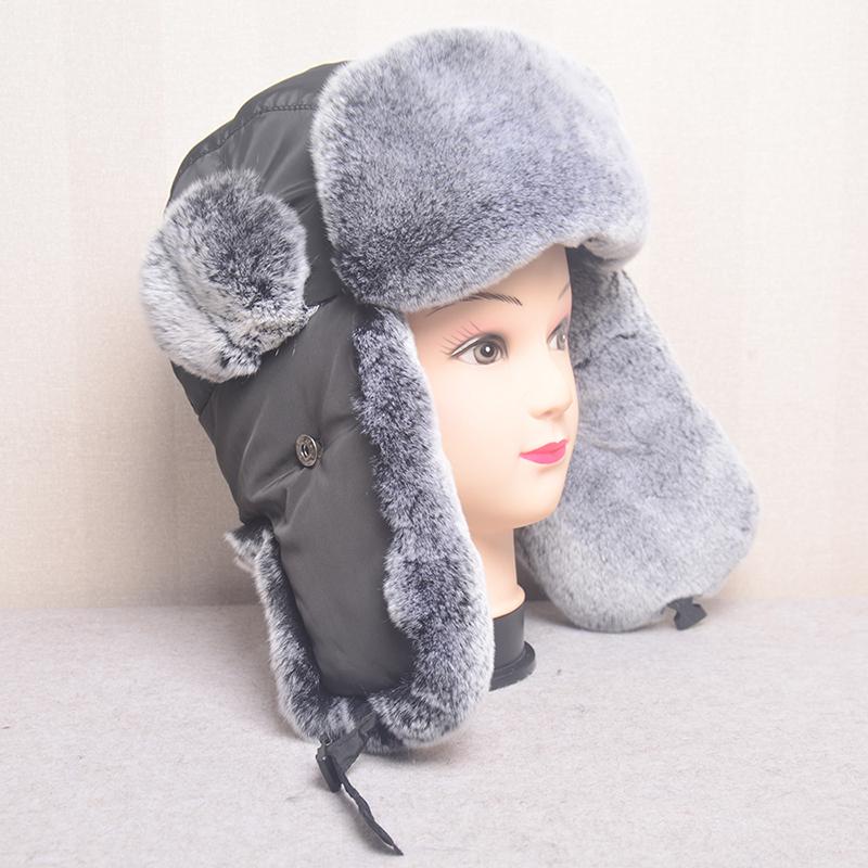 Hot Sale Fashion Women Real Fur Cap Winter Bomber Hat For Lady Real Rabbit Fur Russian Hat Ushanka Thick Warm Cap With Ear Flaps