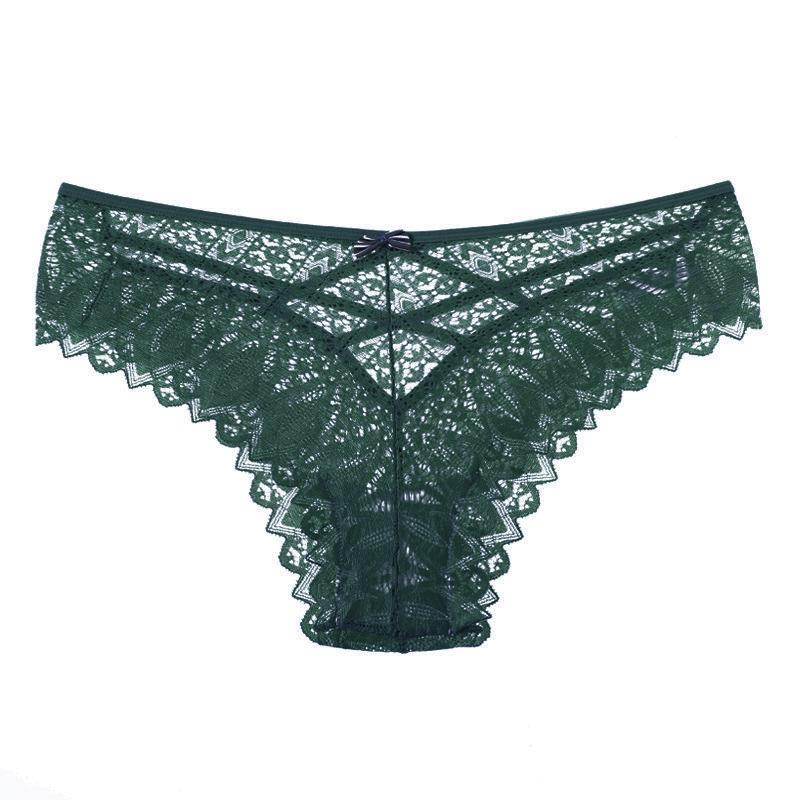 Lace Hollow Out Underwear Women Lingerie G String Sexy Cross Strap Panties Temptation Bow Transparent Knickers Female Underpants
