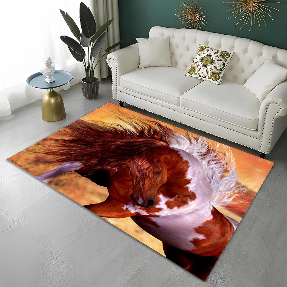 3D Animal Pentium Gallant Horse Steed Carpet Rug for Home Living Room Bedroom Sofa Doormat Decor,kid Area Rug Non-slip Floor Mat