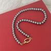 Tooxika French Retro Light Luxury Niche Grey Pearl Necklace Simple Personality Jumper Chain Female