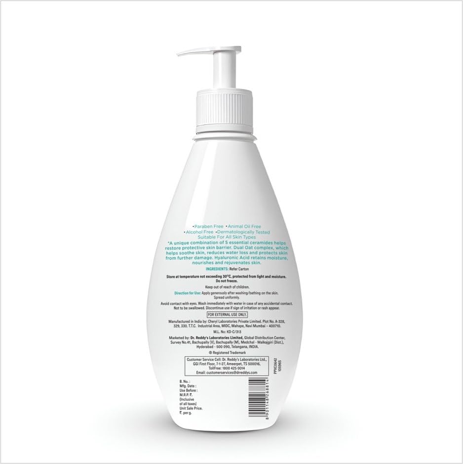 Dr. Reddy's Venusia CeraPlus Moisturizing Lotion 300g For Dry Skin With Ceramides & Hyaluronic Acid