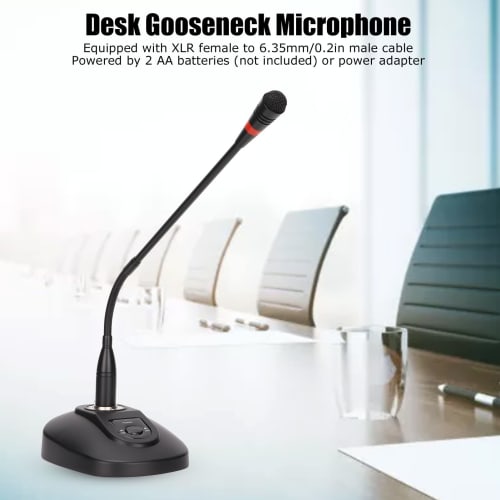 Gooseneck Wired Microphone System, Table Mount Corded Voice Condenser Microphone, Adjustable Desk Microphone with XLR to 6.35mm Cable for Conference B