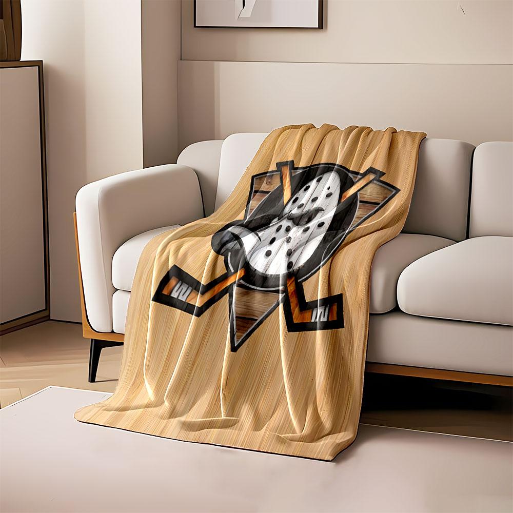 Hockey mask with crossed sticks on a wooden background. for all seasons blanket lunch break throw gift 80cm x 120cm