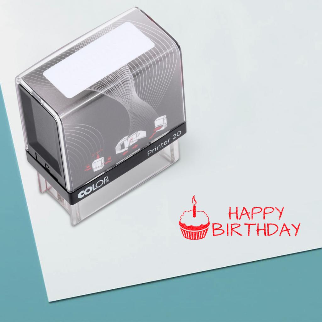 HAPPY BIRTHDAY Self Inking Rubber Stamp Custom Colop Office Stationary P20 Mini