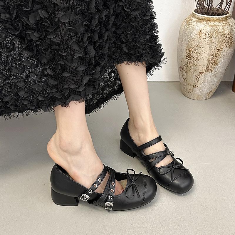 

French small retro round head single shoes women s autumn 2025 new leopard print Mary Jane ballet shoes women s shoes 35