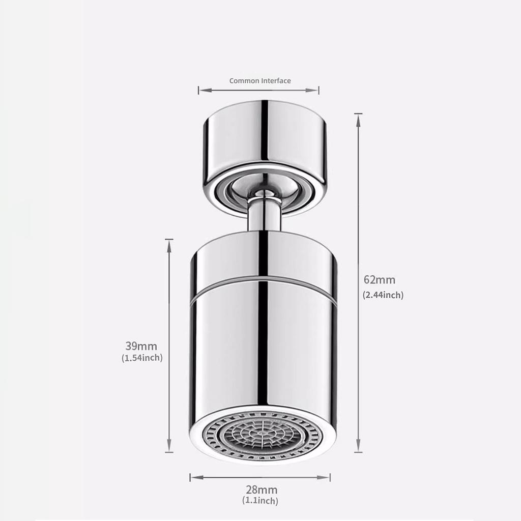 Copper Faucet Splash Guard - 360° Adjustable Angle, Universal Thread Adapter with Silicone Gasket, Anti-Leak