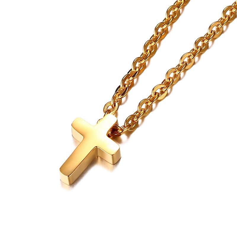 Tiny Sideway Cross Necklace Pendant Stainless Steel Dainty Minimalist Cross Choker Necklace Jewelry