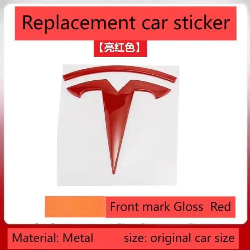 Naklejka Samochodowa 2025 Gorący Metal Dla Tesli - Emblemat Przód Samochodu Emblemat Bagażnika Tylnego Pasuje do Modelu 3 Model Y wymiana logo tył i r