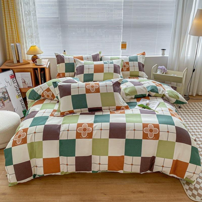 Rüzgar Çift Büyü Bitki Çiçek Kalınlaştırılmış Taşlama Dört Parça Set, Küçük Taze Öğrenci Üç Parça Nevresim Takımı