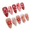 Demon Flower 3D Carving Nail Art Almond Press On Nails Wearable Fake Nails For Party Wedding