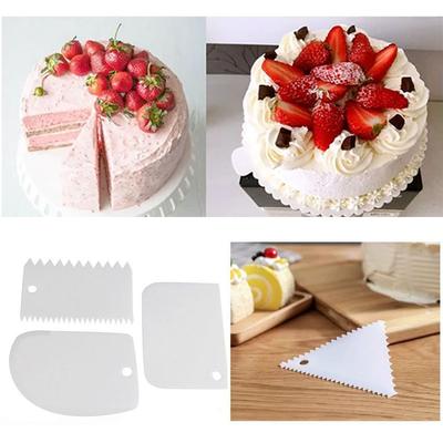 Conjunto Raspador de Bolo de Plástico Ferramentas Alisadoras de Glacê para Decoração de Creme Cortador de Massa Pastelaria Fondant Design de Padrão de Borda