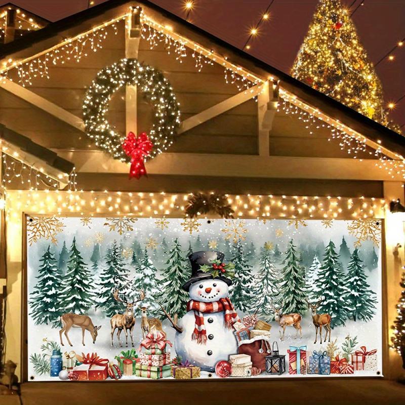 1 Stück 2D flach, Weihnachts-Garagentorbanner - Polyester, perfekt für winterliche Outdoor-Feiertagsdekorationen, kein Strom erforderlich