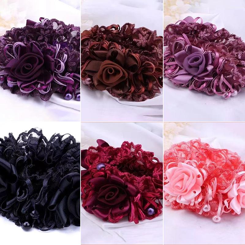 Korean Style Lace Big Head Flower Rubber Band Large Intestine Hair Band Updo Hair Elastics Girls Items Hair Ties