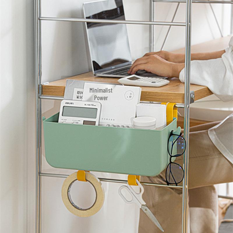 Nordic Style Bedside Hanging Storage Organizer Basket with Hooks & Compartments for Dorms