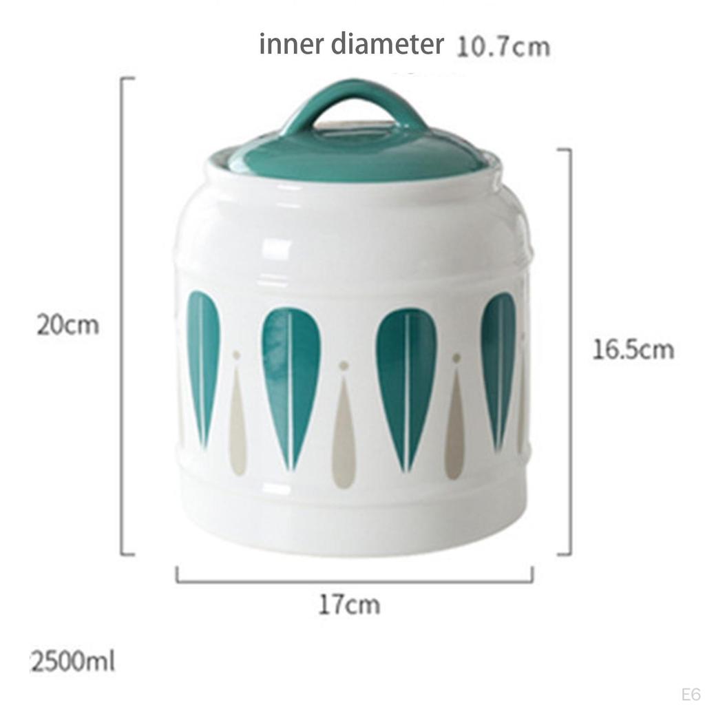 Ceramic Jar with Airtight Lid Food Storage Porcelain Dry Container Tea Canister Pet Treat