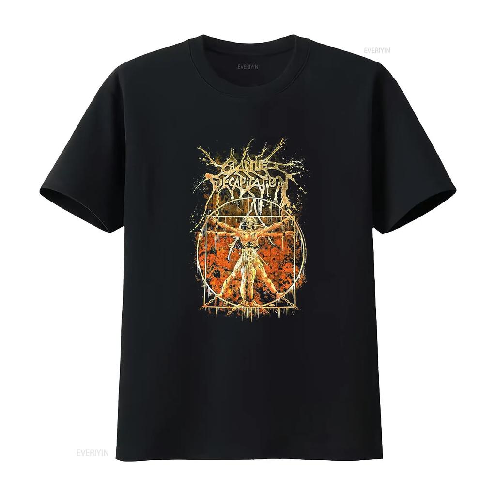 Mens Cattle Decapitation Vitruvian T Shirt Large Black Heavy Metal Band Art Print vintage Washed designer clothes Soft Unisex
