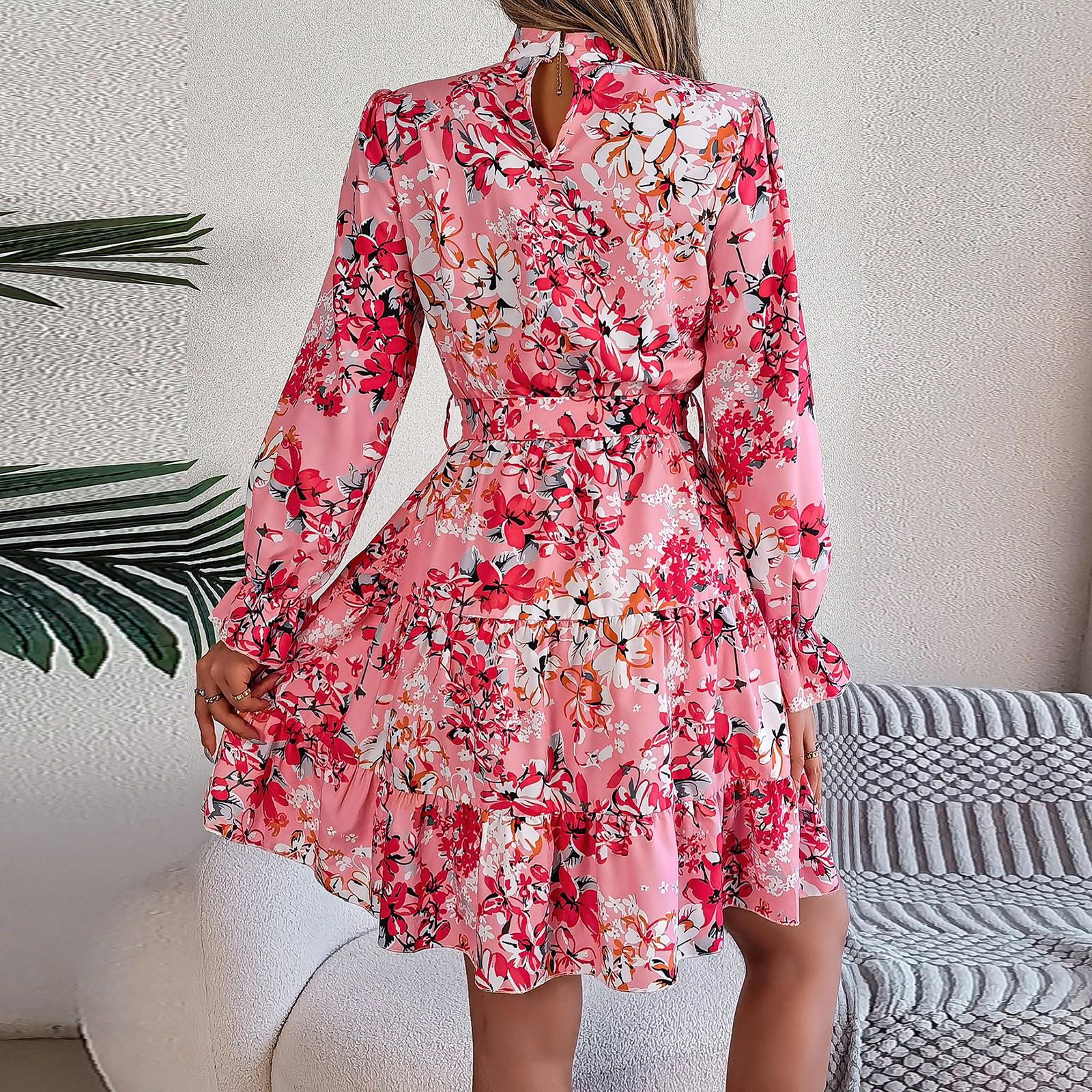 Женские повседневные элегантные платья трапециевидной формы с длинными рукавами — фото 4