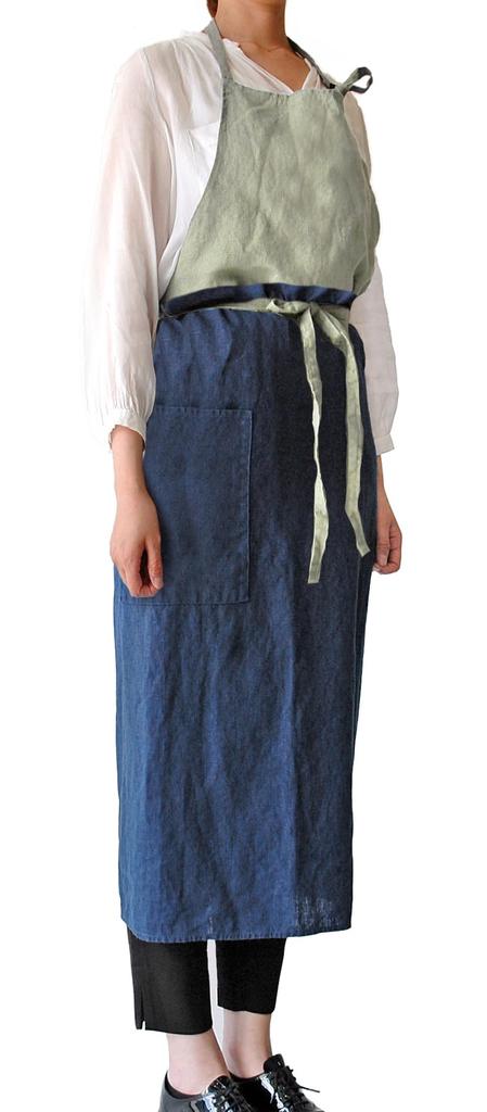 Apron Linne 99cm [Nankai Tsusho] LGR/NV Size Length Approx. 101cm/Width Approx.
