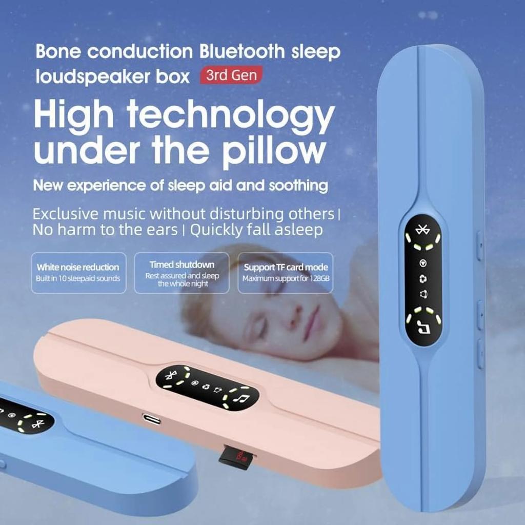 Pillow Speaker For Sleeping, Conduction Bluetooth Under Pillow Speaker With 10 Soothing Sounds, Sleep Timer, Card Support For Side Sleepers & Deep