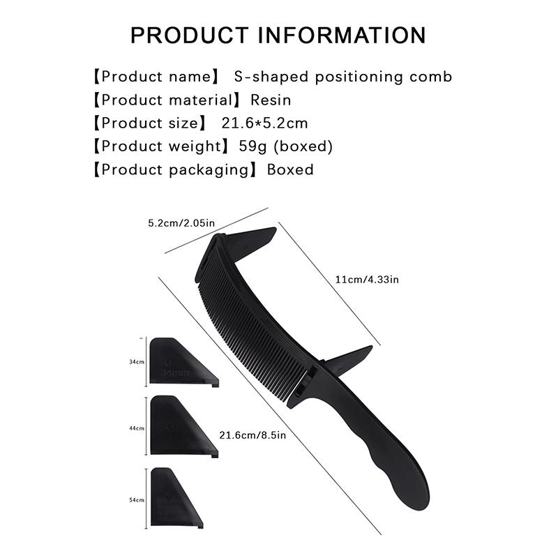 Man Curved Positioning Comb Adjustable S Arc Design Professional Barber Hair Cutting Hair Clipper Comb Hairdresser Styling Tools