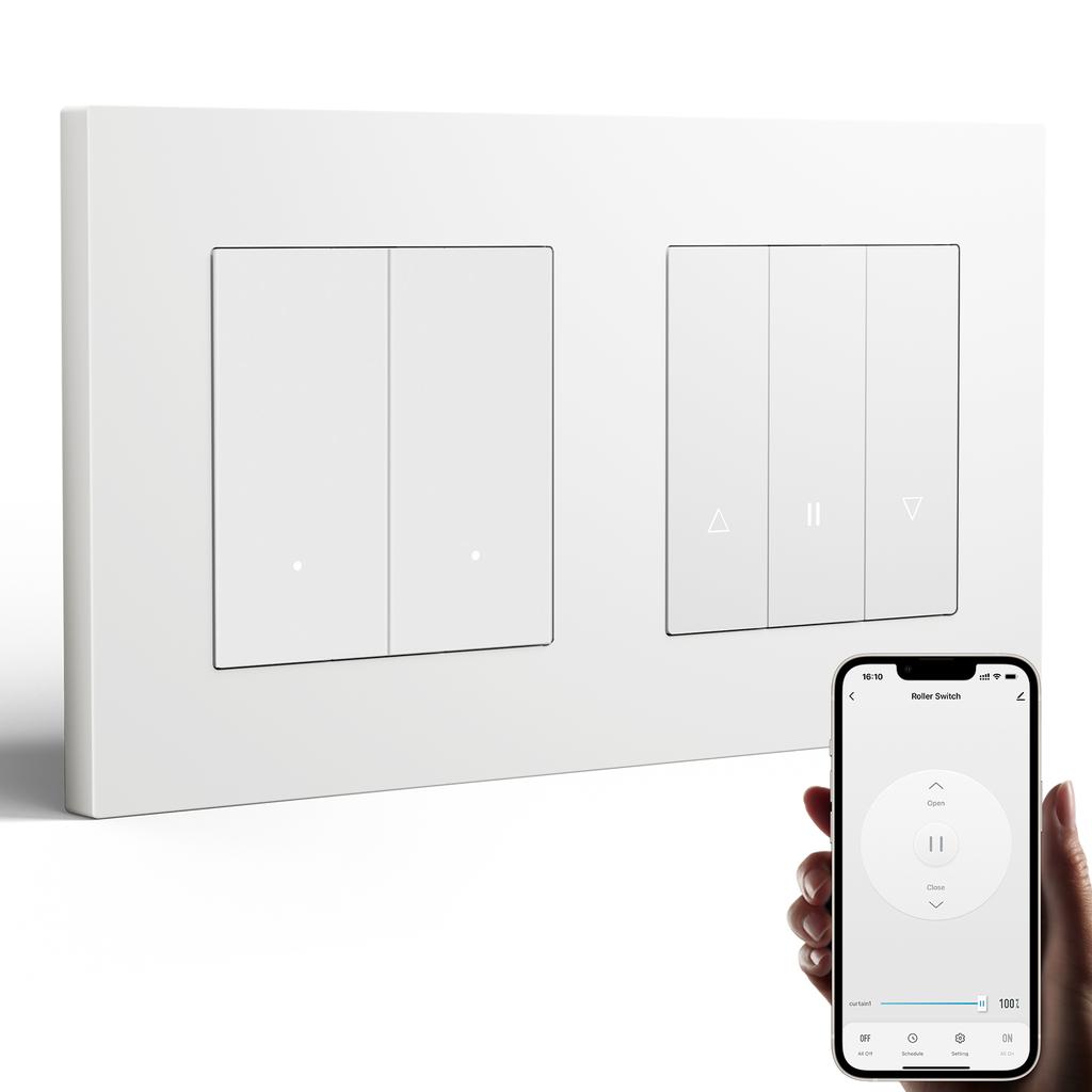 BSEED Zigbee Shutter Switch Series Wall Smart Click Switches Yellow Backlight Plastic Frame Tuya APP Roller Switch