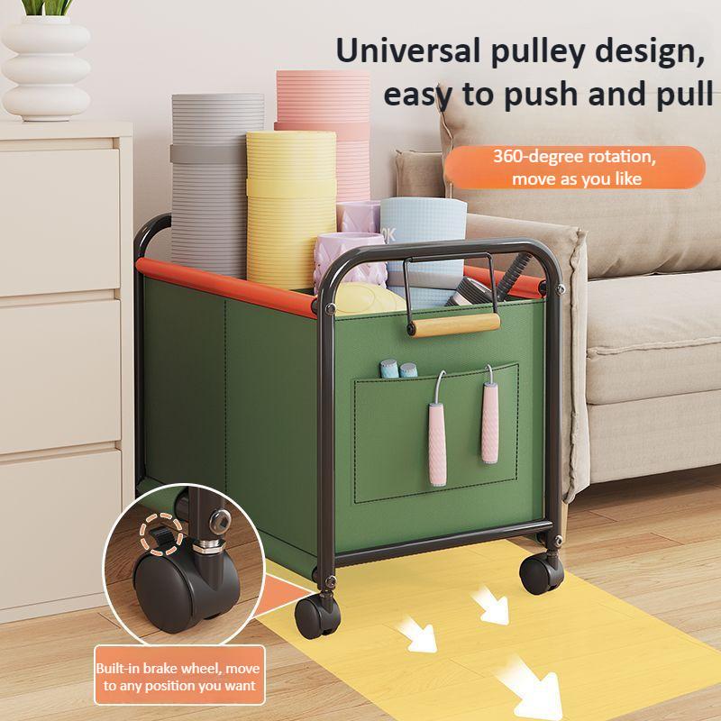 Toy Storage Basket with Four-wheels Sundries Storage Box Bedside Rack Large Capacity Trolley for Bedroom University Dormitory