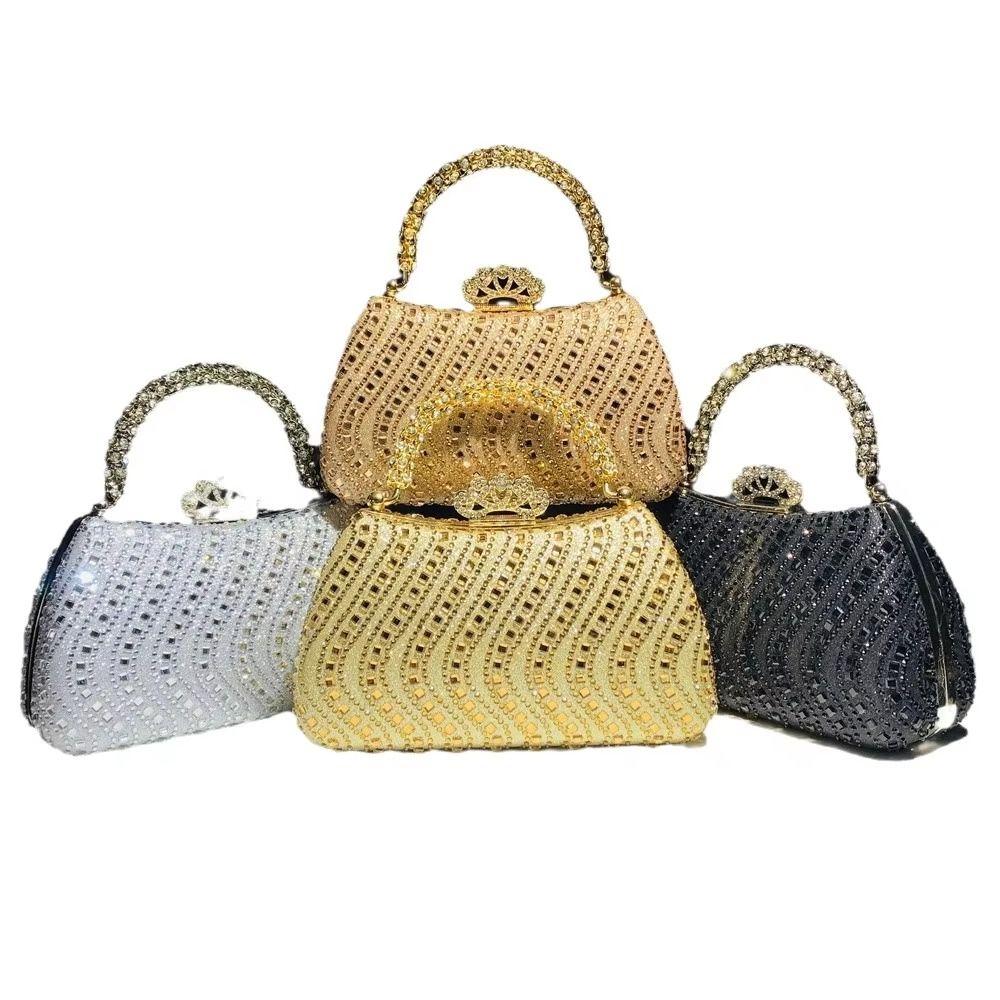 Luxury Diamond Embedded Evening Bag Fashionable Design Elegant Style Chain Purse Small Size Clutch Bag Formal Gathering