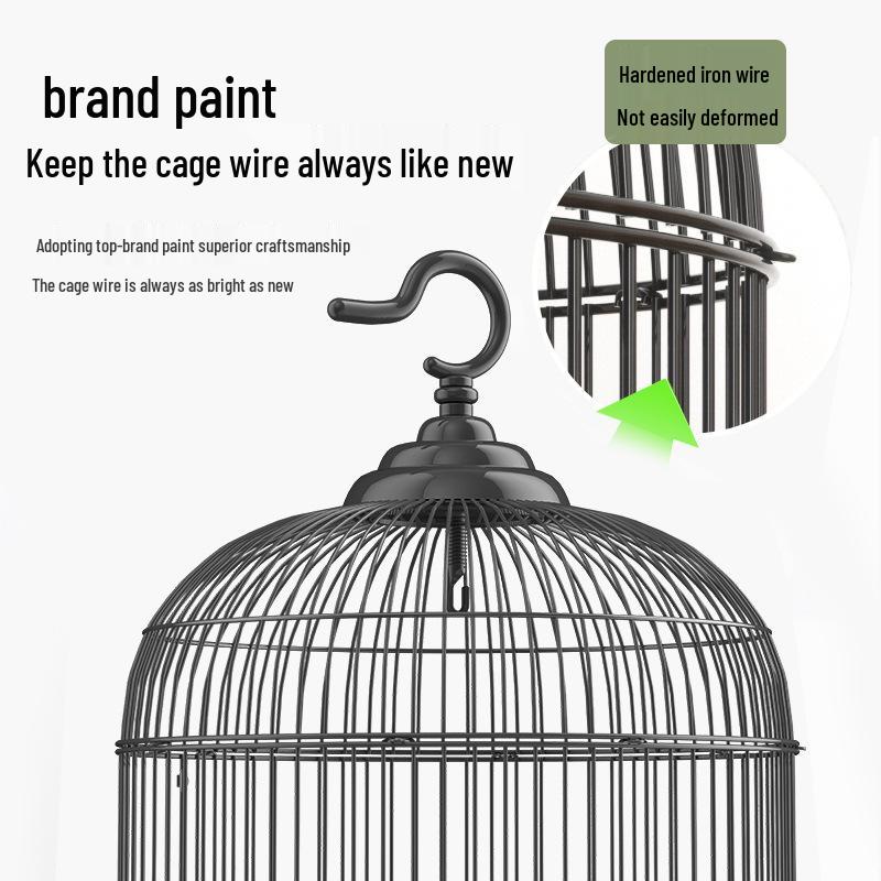 Luxury Large Round Metal Bird Cage for Parrots, Budgies, Cockatiels, and Mynahs – Complete Set