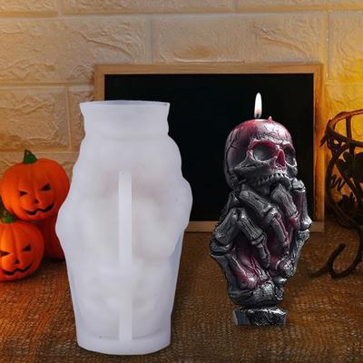 3D Skeleton Hand Candle Mold Halloween Skeleton Hand Rose Skull Silicone Mold for Epoxy Resin Casting Aromatherapy Soap Candle Making