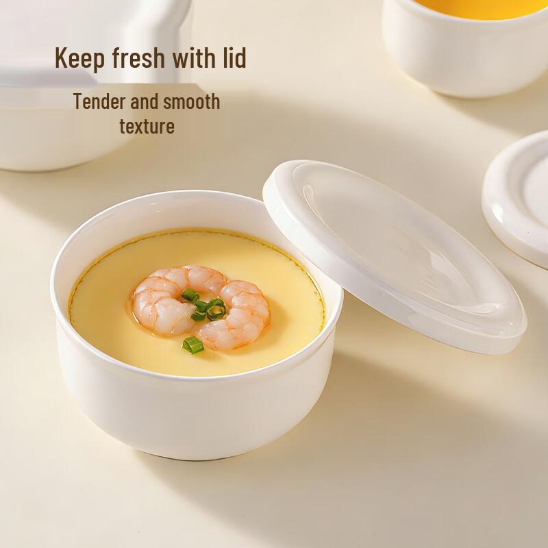 Onlycook 4-inch Ceramic Steaming Bowl with Lid
