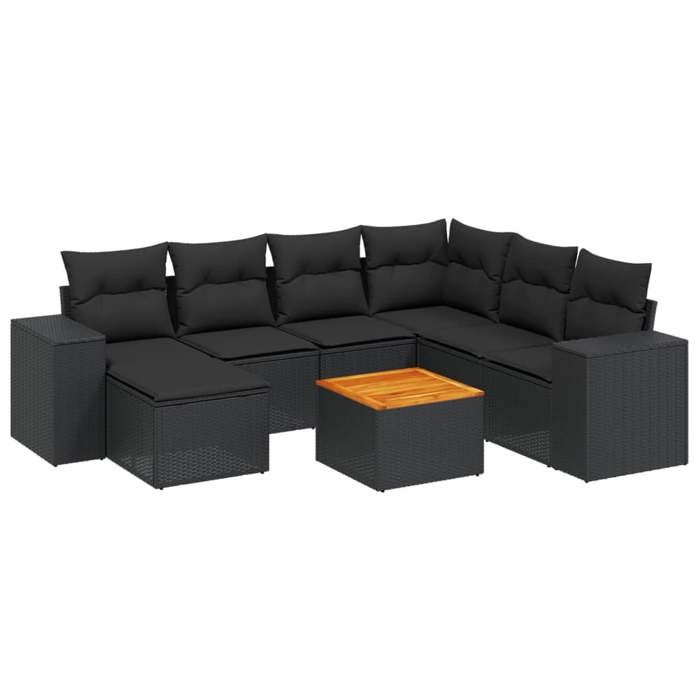 VidaXL Garden Lounge Set with Cushions 8 Pcs, Patio Sofas, Patio Furniture Set, Outdoor Furniture, Black 3225558