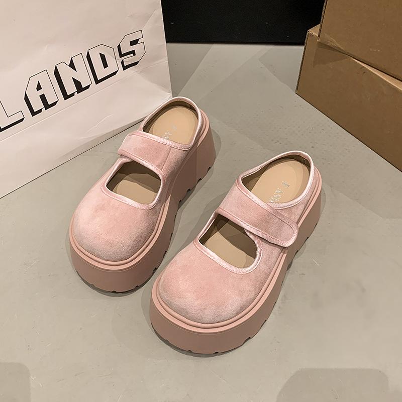 Fashion thick-bottomed bag head slippers for women's outer wear 2025 spring new retro versatile small man height half slippers