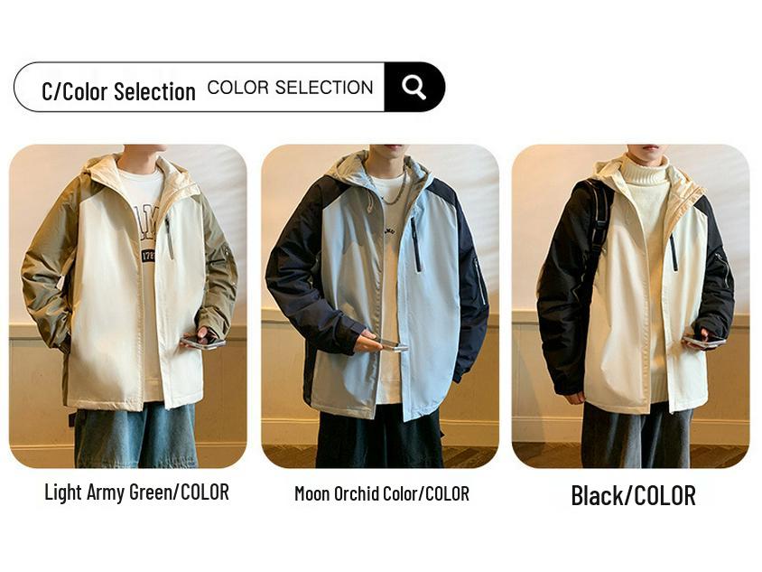 Men's Hooded Jacket: Autumn/Winter 2025, Plus Velvet, Trendy American Style, Outdoor Mountaineering, Casual Workwear.