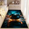 Black Soccer Ball Shining In Colorful Background Suitable for Use As an Anti-slip Game Mat for Living Room and Bedroom Sofas